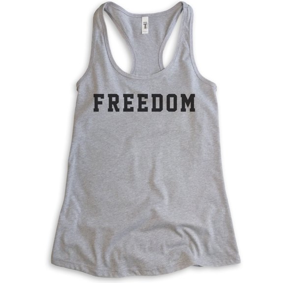 Freedom Tank Top, Ladies Racerback Tank Top, Patriotic Tank, Patriot Tank, Heather Gray, Large