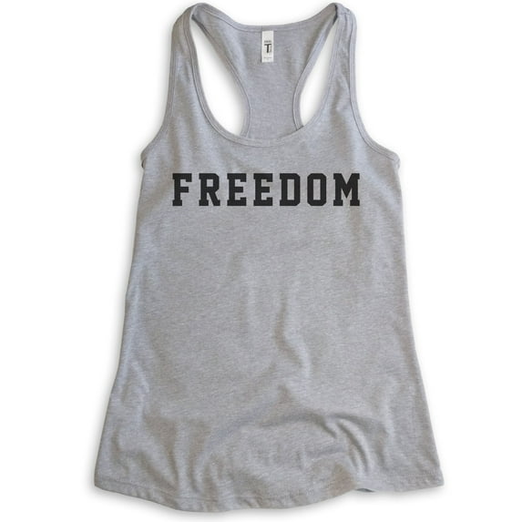 Freedom Tank Top, Ladies Racerback Tank Top, Patriotic Tank, Patriot Tank, Heather Gray, X-Large