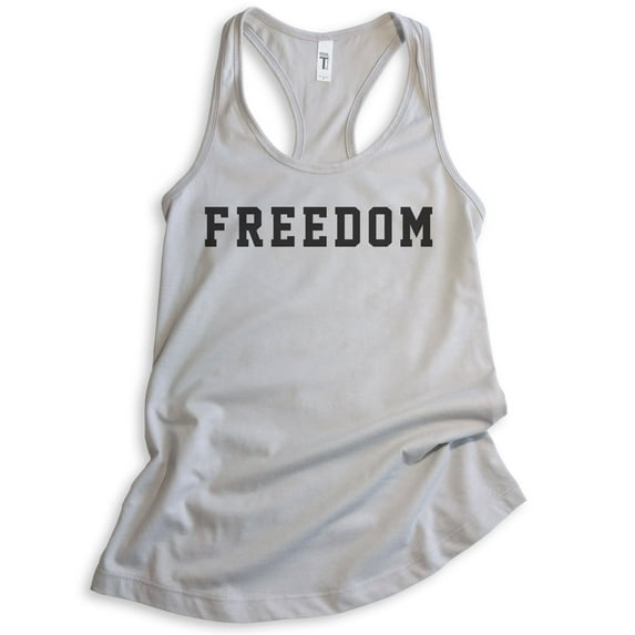 Freedom Tank Top, Ladies Racerback Tank Top, Patriotic Tank, Patriot Tank, Silver Gray, Medium
