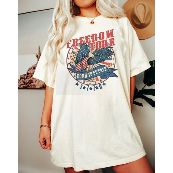 Freedom Tour T-shirt, Retro America Style, 4th of July, Vintage Eagle Tee, Patriotic USA Vibes, Independence Day Shirt
