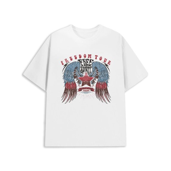 Freedom Tour Tee men's eagle white New spring and fall printed T-shirts, fashionable and trendy interesting graphic Unique Design Unisex Shirt Graphic tshirts