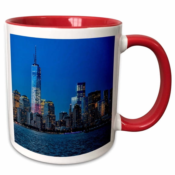3drose, Freedom Tower at Sunset, 11oz Two-tone Red Mug