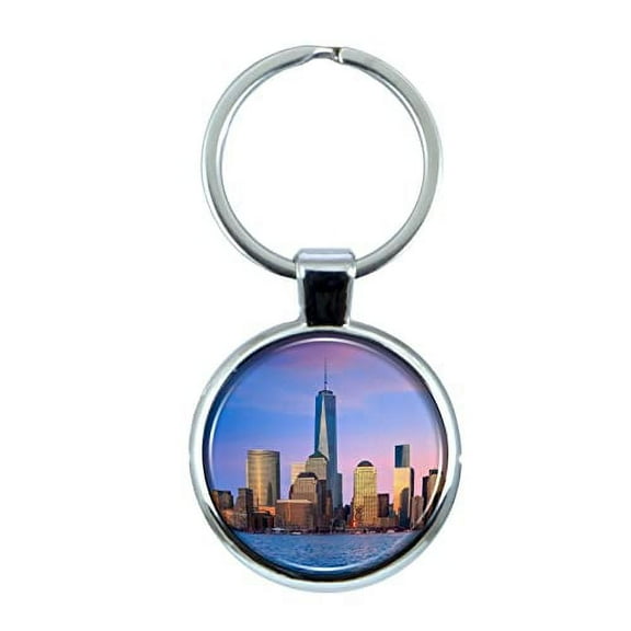 Freedom Tower Keychain with Epoxy Dome and Metal Keyring