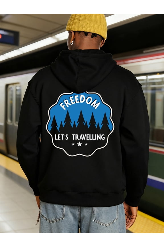 Freedom Traveler funny hoodies Camping for men machine washable black Winter wear, vintage style, comfortable fit, patterned sweatshirt, streetwear lovers guys cute Unique Design Unisex hoodie