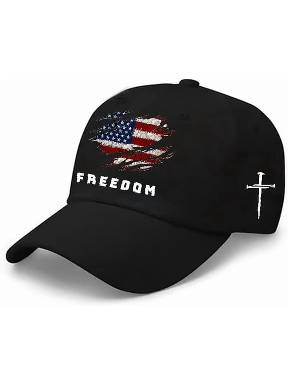 Freedom U.S. Flag Baseball Cap,Adjustable Retro Printed Hat, Patriotic American Flag Design, Unisex Vintage Style Cap