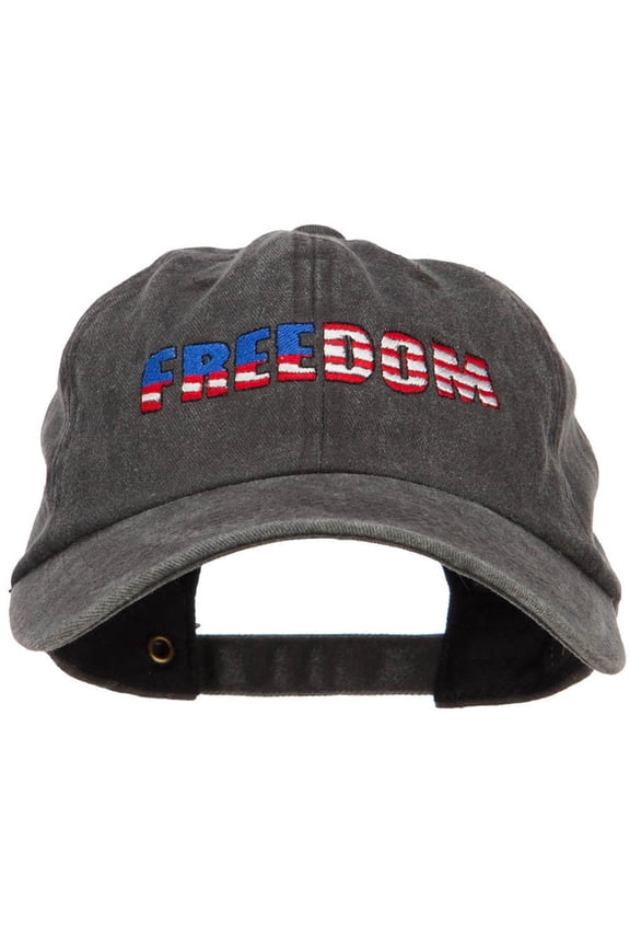 Freedom USA Flag Embroidered Unstructured Cap - Black OSFM