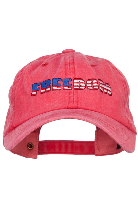 Freedom USA Flag Embroidered Unstructured Cap - Red OSFM
