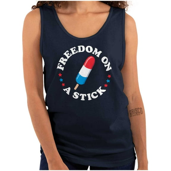 Freedom on a Stick Patriotic Food Tank Top Tee Shirt Women Brisco Brands S