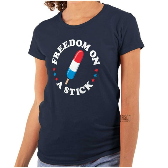 Freedom on a Stick Patriotic Food Womens Slim Fit Graphic Tee Brisco Brands S