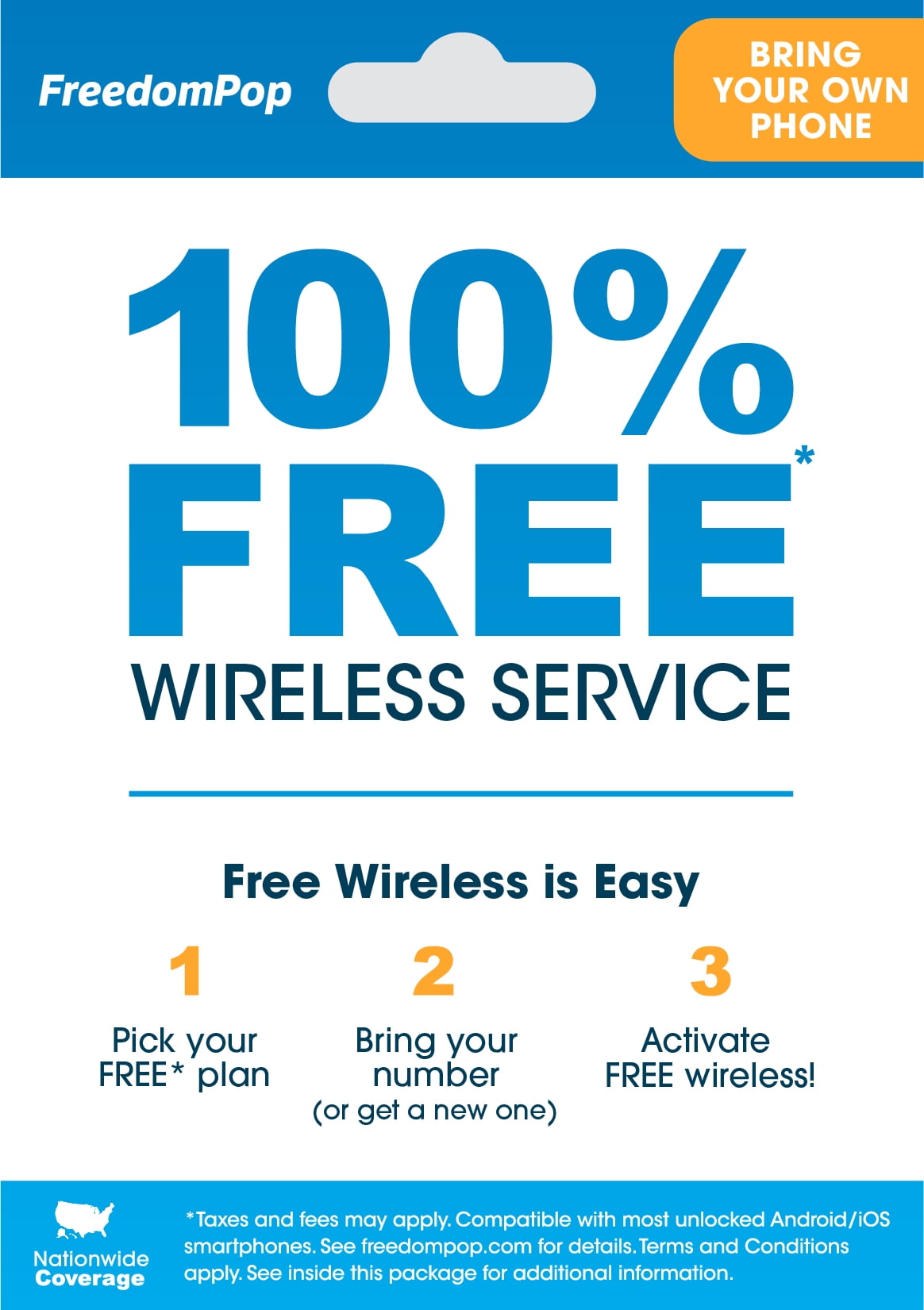 FreedomPop Starter SIM Kit: 100% FREE Wireless Service - Walmart.com