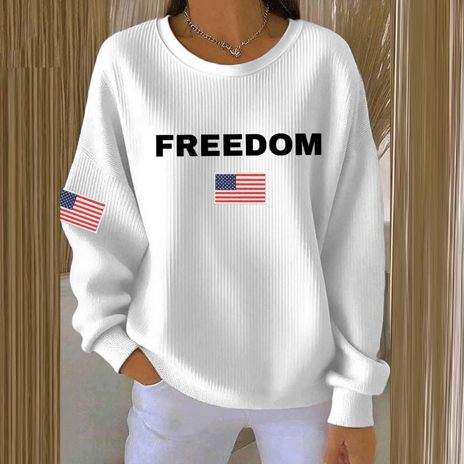 Sivlana Women's USA Flag Blessed Sweatshirt - Patriotic Striped Pullover, Blue, Sizes S-3XL - View #4