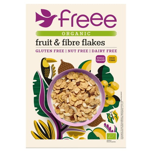 Freee Organic Gluten Free Fruit and Fibre Flakes 375g, British Import (Pack of 3)