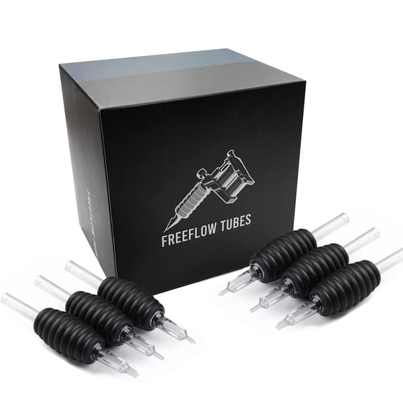 Freeflow Disposable Tattoo Tube with 1" Grip 5 Round Tip 5RT Clear Tube Tip Sterilized Lot Number