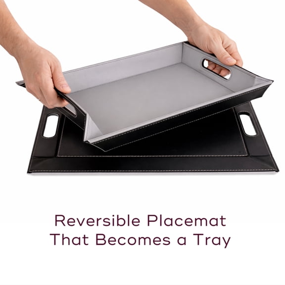 Freeform PLACEsMAT™ 2-in-1 Placemat Tray – Reversible Vegan Leather Serving Tray for Couch, TV, Desk & Outdoor Dining
