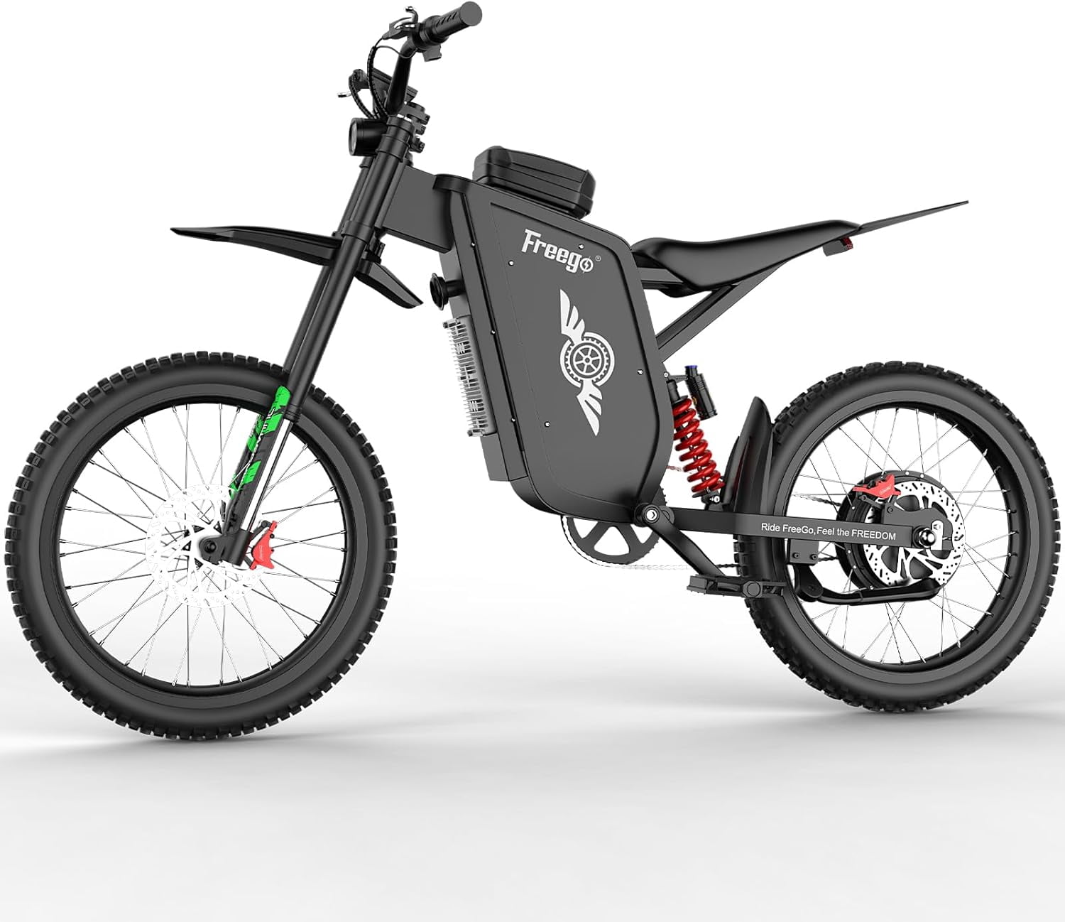 Freego Electric Motorcycle Bike for Adults, X3 Electric Dirt Bike 8000W(Peak) Motor 72V/40Ah Removable Battery, 56MPH Off Road Electric Mountain Bike, 19x2.7 Tires Full Suspension Hydraulic Brake