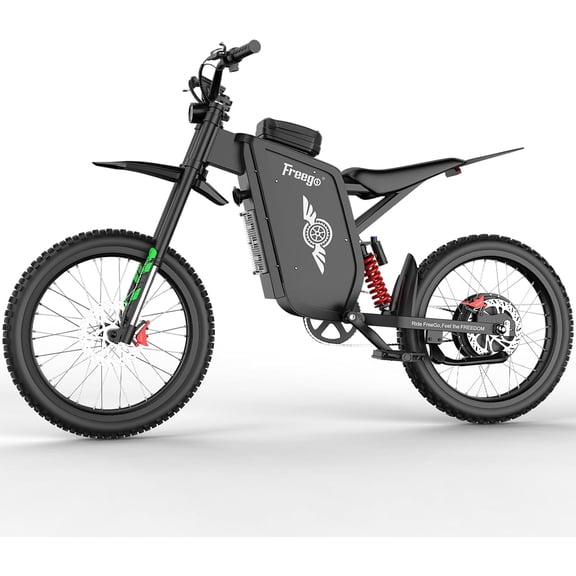 Freego Electric Motorcycle Bike for Adults, X3 Electric Dirt Bike 8000W(Peak) Motor 72V/40Ah Removable Battery, 56MPH Off Road Electric Mountain Bike, 19x2.7 Tires Full Suspension Hydraulic Brake