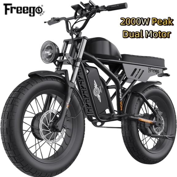Freego F3 Pro Dual Motor Electric Bike for Adults,48V 40Ah Battery,Dual 750W Motors,35 MPH,4075 Miles Range,20" Fat Tires,Full Suspension
