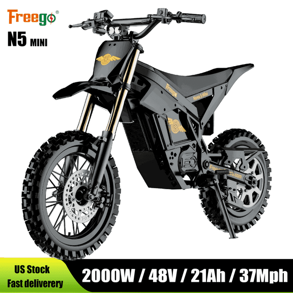Freego N5 Mini Off-Road Electric Dirt Bike for Adults&Teens,2500W Mid-Drive 37MPH Top Speed 48V 21Ah Battery,150NM Torque,14/12" tire,Hydraulic disc brakes Full Suspension UL2849
