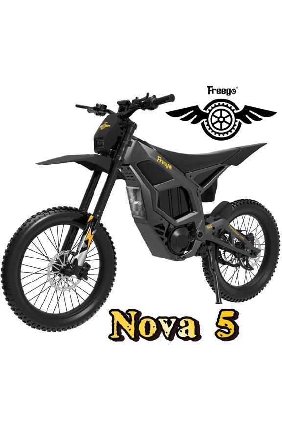 Nova 5 Electric Dirt Bike for Adults,8000W Peak MidDrive Motor,72V 40Ah Battery,Up to 53 MPH,Up to 70 Miles Range,Full Suspension,Hydraulic Disc Brakes