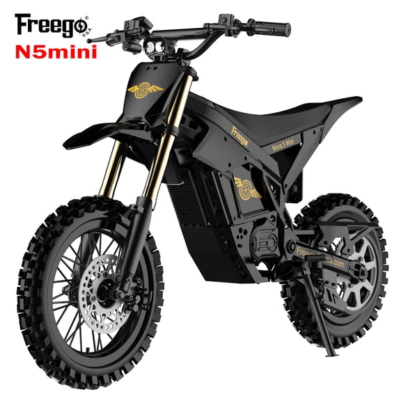 Freego Nova 5 Mini e dirt bikes for Teens&Adults.2500W Peak Mid-Drive Motor,37 MPH Top Speed, 48V 21AH Battery ,14"/12" All-Terrain Tires,Hydraulic Brakes & Suspension UL2849
