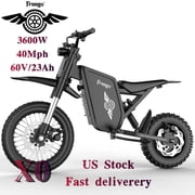 Freego X0 Electric Bicycles for Adults & Teens,3600WPeak,60V 23Ah Battery,40 MPH,Hydraulic Disc Brakes,14/10 Off-Road Tires,UL2849 Certified