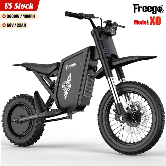Freego X0 Electric Bike for Adult&Teens,7600W(Peak)80MPH Top Speed,60V23AH 50 Miles Max Range,14"/10"off-Road Tires ,Hydraulic Brake Mountain E Bike UL2849
