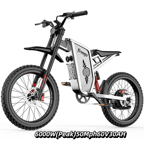 Freego X2 Pro 50MPH Electric Dirt Bike for Adults,Electric Motorcycle 6000W(Peak) Motor 60V30AH Battery,Off Road Electric Bicycle,19x2 Tire Full Suspension Hydraulic Brake Half Throttle