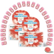 Freegrin Watermelon Breath Strips, Quick Dissolving Sugar Free, Portable Pocket-Sized Oral Care Strips for On-the-Go Use, 24 Packs 20 Strips Each