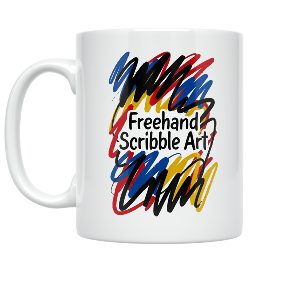 Freehand Scribble Art Design - Art Enthusiast - 11 oz Ceramic Coffee Mug