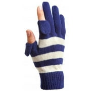 Freehands  Striped Wool Knit Texting Gloves - Navy & Ivory