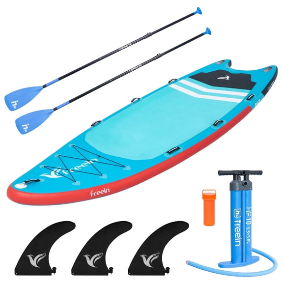 Freein 14' Team Inflatable Stand Up Paddle Board (SUP) - 14'x60"x6", 860 lbs Max Load, Oversized Multi-Person Design with Complete Accessory Kit