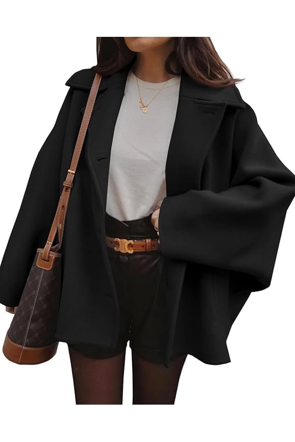 Womens Coats Classic Notch Lapel Single Breasted Oversized Fall Winter Jackets Outerwear