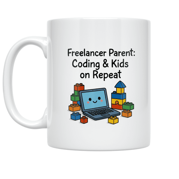 Freelancer Parent: Coding & Kids on Repeat - Modern Parent - 11 oz Ceramic Coffee Mug