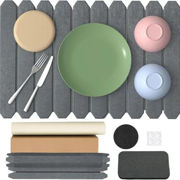 Freely Combinable Diatomaceous Earth Drying Mat, Quick Absorbent Kitchen Countertop Mat, Non-Slip Heat Resistant Dish Drying Pad for Tableware, Fruits, Vegetables ﻿