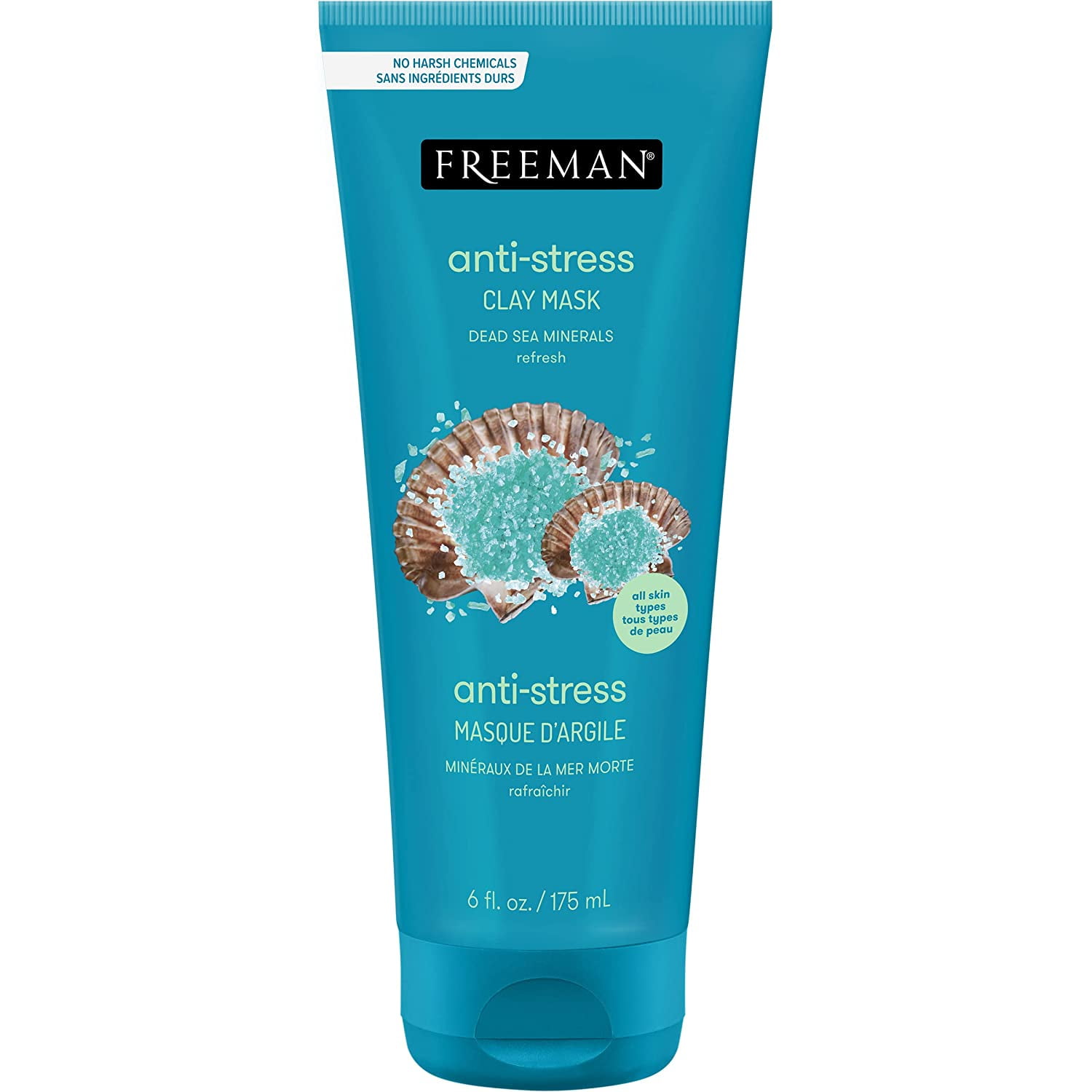 Freeman Blue Mask Freeman, Anti-Stress Clay Beauty Mask, Sea Minerals, 6 fl oz, Pack of 3 ...