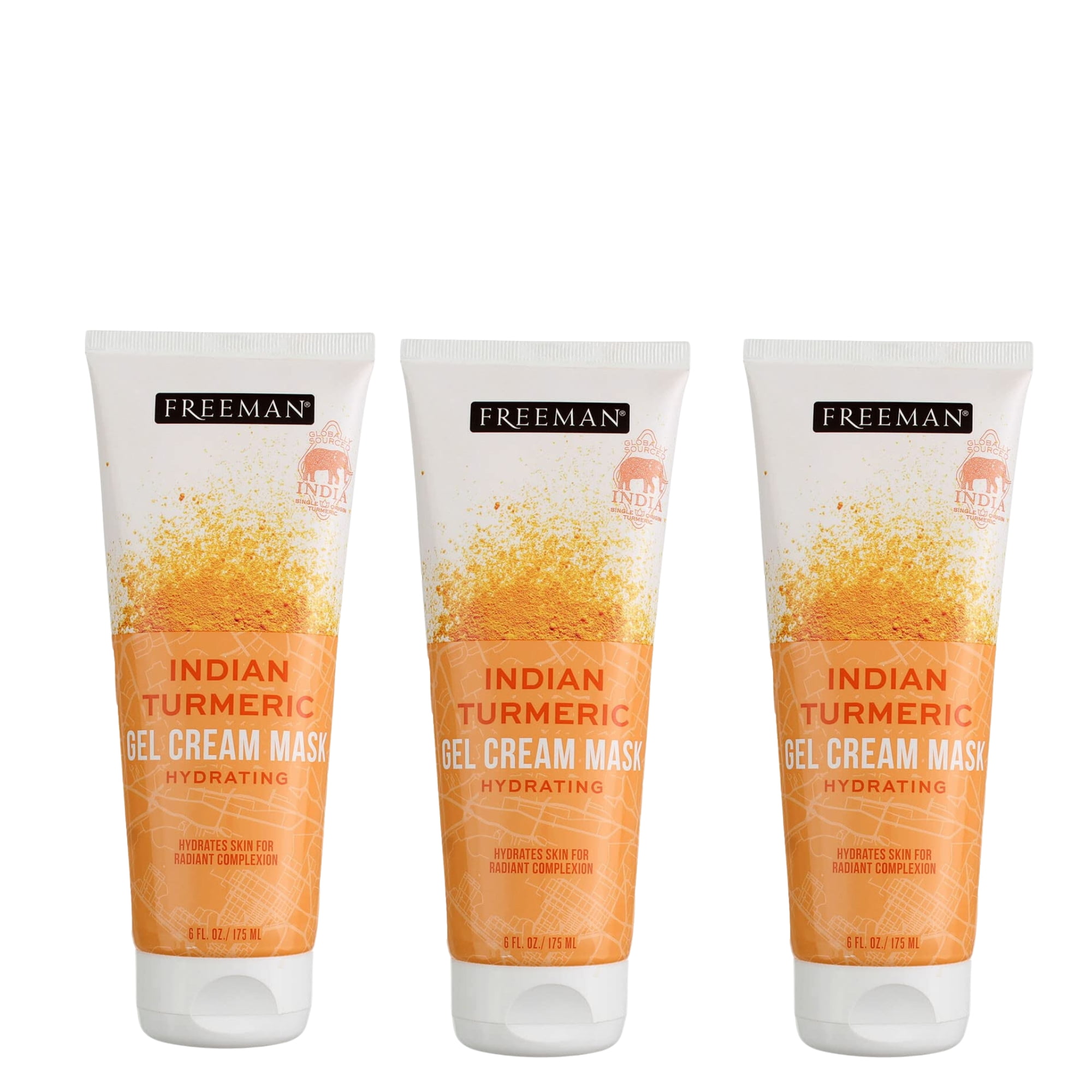 Freeman Beauty, Hydrating Indian Turmeric Gel Cream Beauty Mask (Pack of 3), 6 fl oz (175 ml