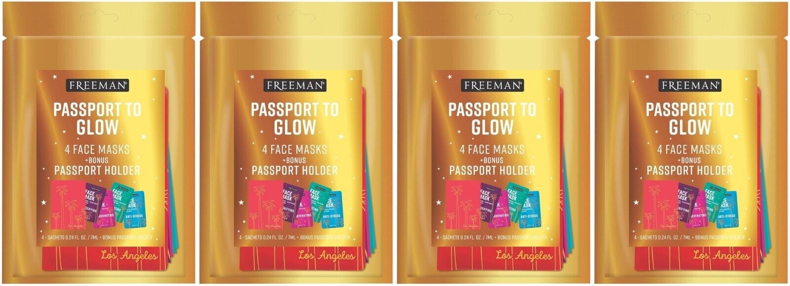 Freeman Beauty Passport to Glow Face Mask Set for Skin Care, With Charcoal, Clay, and Mud Masks, Set of 5 - 4 Pack