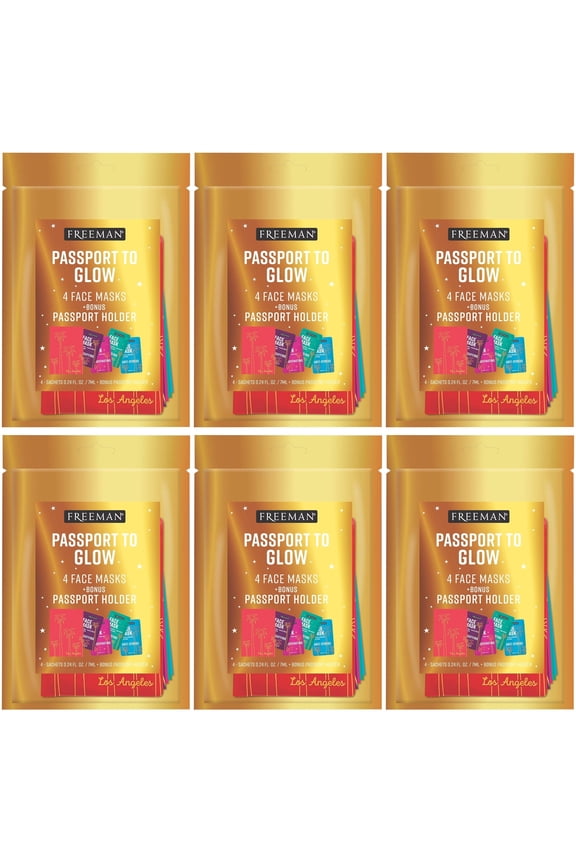 Beauty Passport to Glow Face Mask Set for Skin Care, With Charcoal, Clay, and Mud Masks, Set of 5 - 6 Pack