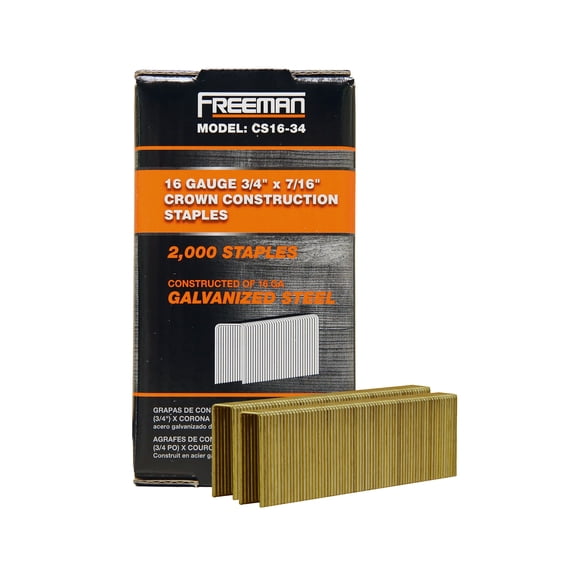Freeman 16-Gauge 3/4" Glue Collated Medium Crown Construction Staples (2000 Count)