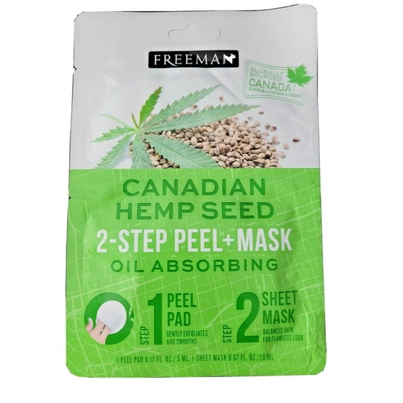 Freeman Canadian Hemp Seed 2 Step Peel + Mask, Oil Absorbing