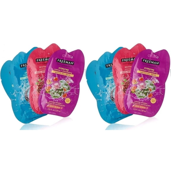 Freeman Clay Mask Variety Set Cleaning, Hydrating, Pomegranate Dead Sea -6 Pack