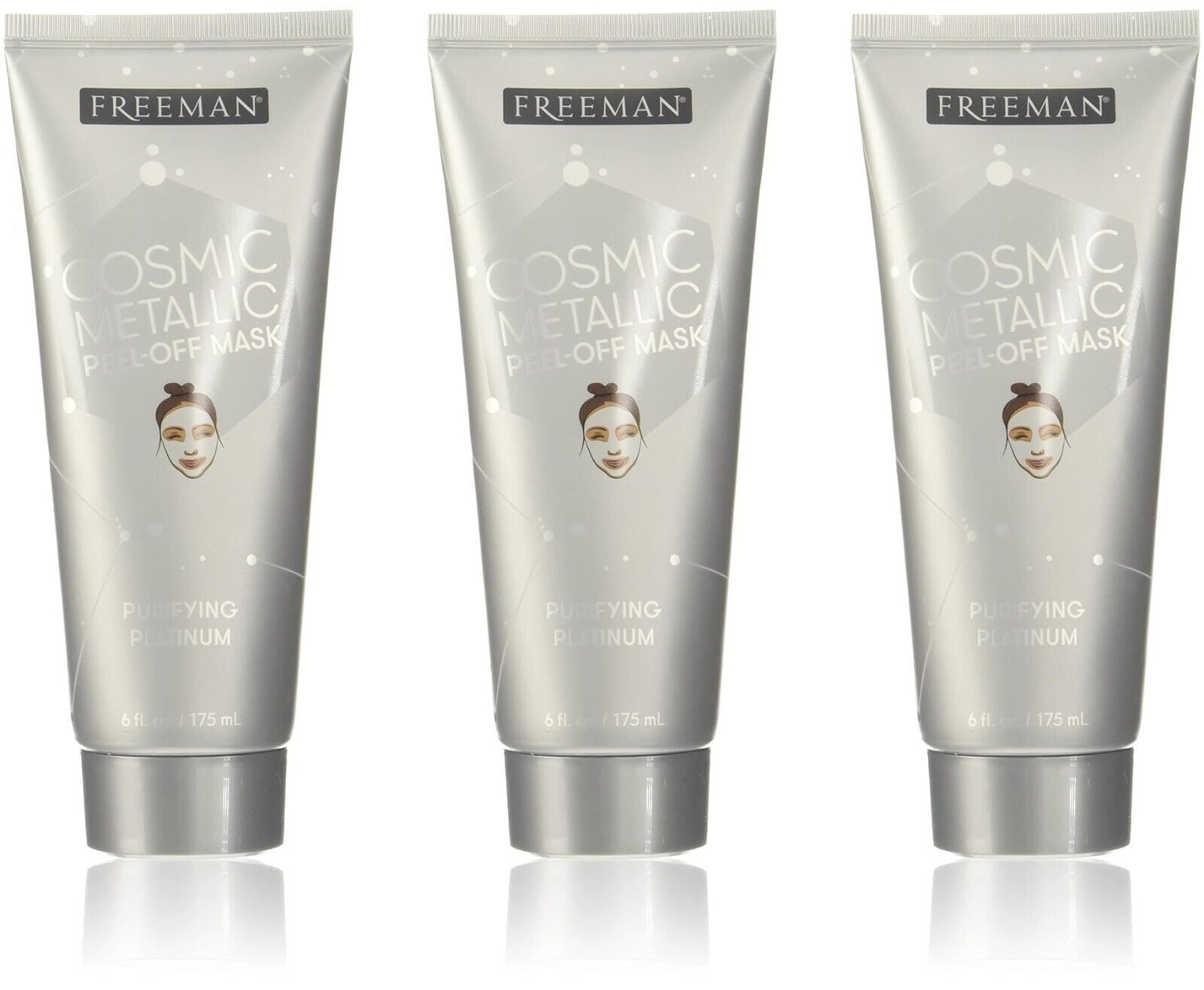 Freeman Cosmic Metallic Purifying Platinum Peel-Off Mask - 3 Pack