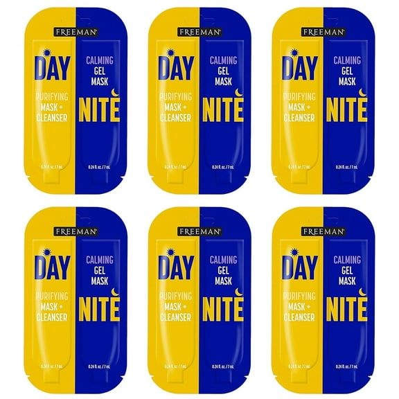 Freeman Day & Night Face Mask , Gel Skin Care Facial Masks for Women, Moisturizer and Cleaning Cream, 6 Count