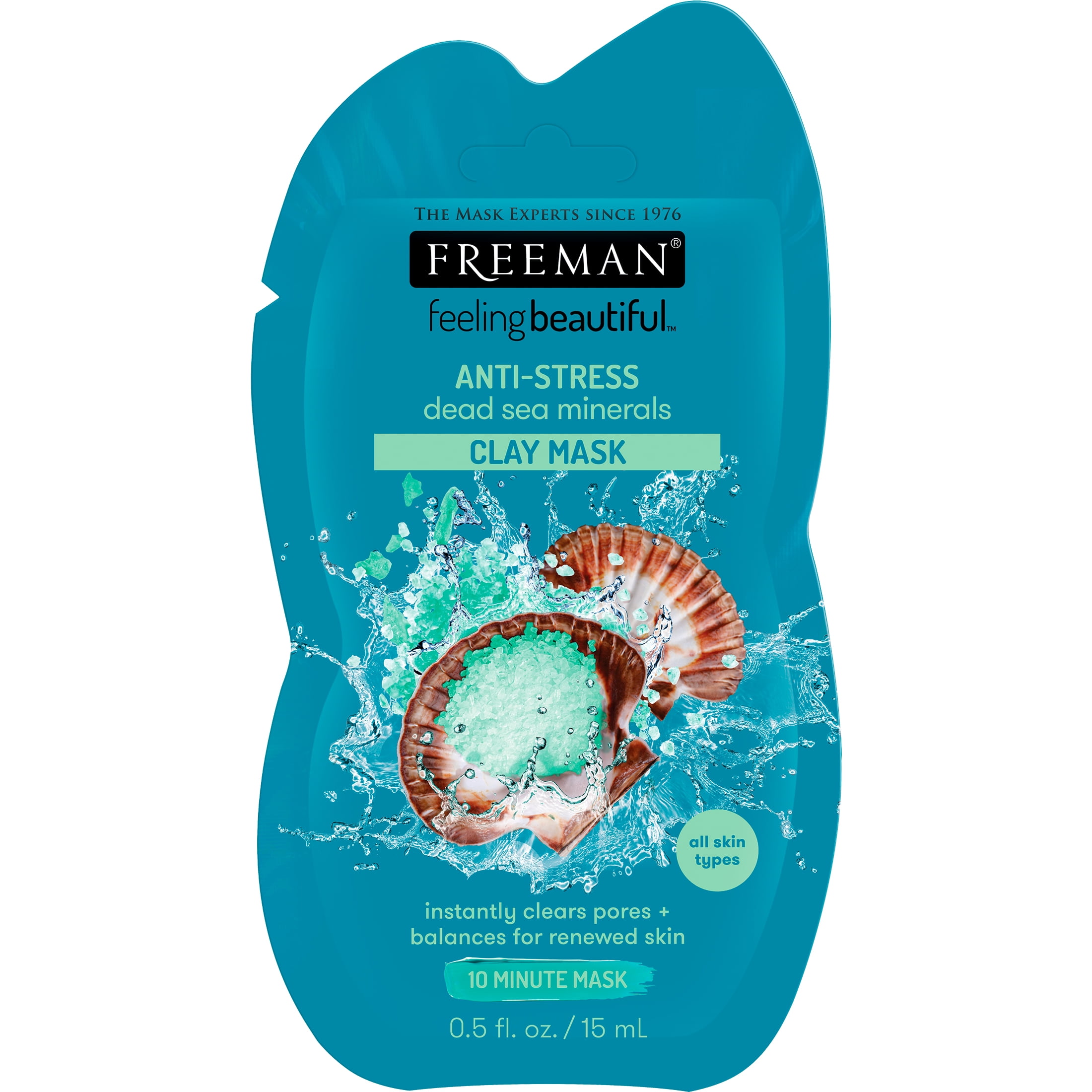 Freeman Sea Minerals Anti-Stress Clay Facial Mask, Face Mask Balances Skin Moisture, Clears Pores, Perfect For All Skin Types, 0.5 15 mL - Walmart.com