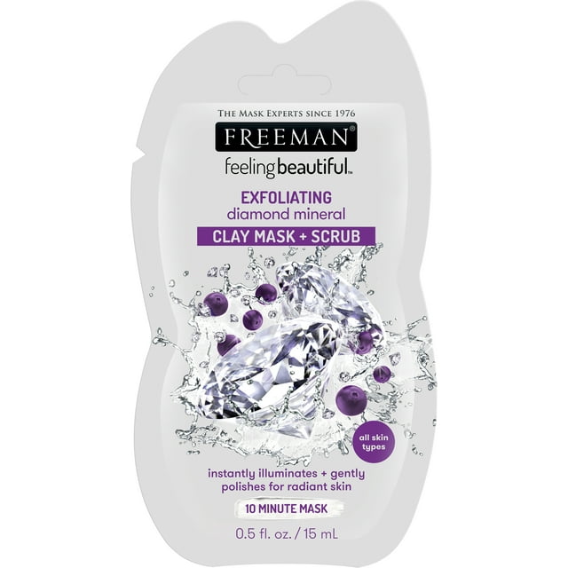 Freeman Exfoliating Clay Mask + Scrub Diamond Mineral, 0.5 FL OZ