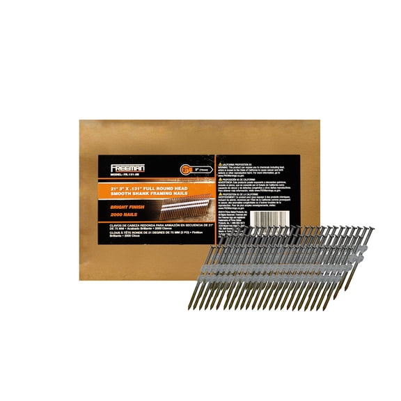 Freeman 21 .131 in. x 3 in. Plastic Collated Bright Smooth Shank Framing Nails (2000 Count)