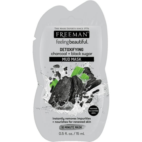 Freeman Feeling Beautiful Detoxifying Charcoal and Black Sugar Mud Facial Mask, 0.5 fl oz