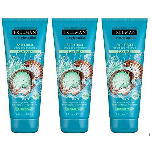 Freeman Feeling Beautiful Facial Anti-Stress Mask, Dead Sea Minerals 6 Oz (Pack Of 3)
