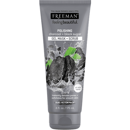 (2 pack) (2 Pack) Freeman Feeling Beautiful Polishing Mask, Charcoal & Black Sugar, 6 Fl Oz