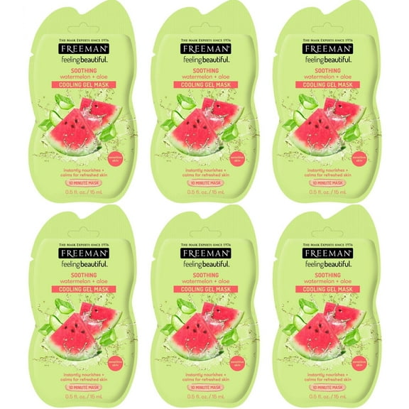 Freeman Feeling Beautiful Watermelon & Aloe Cooling Gel Mask .5 oz Trial Size 6p